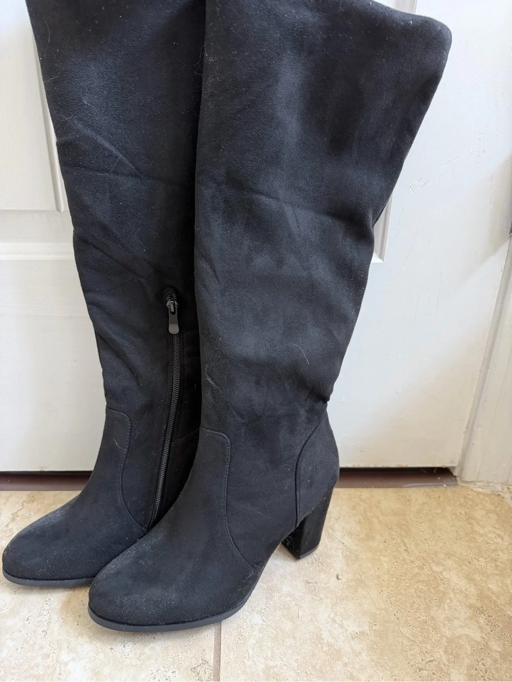Dream Pairs Black Over-the-Knee Block Heel Boots